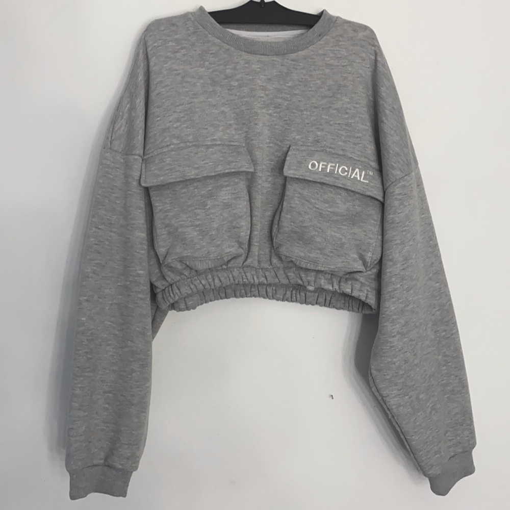 Oversized Slogan Utility Pocket Sweater
